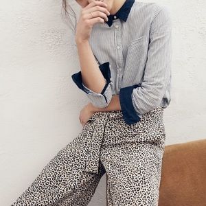 J. Crew Silk Wide Leg Leopard Pants